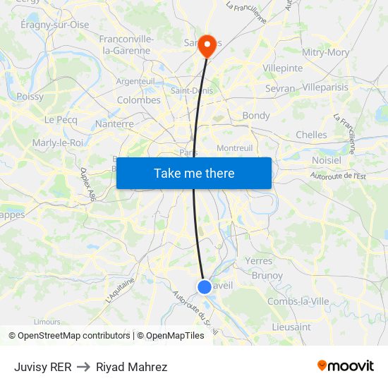 Juvisy RER to Riyad Mahrez map