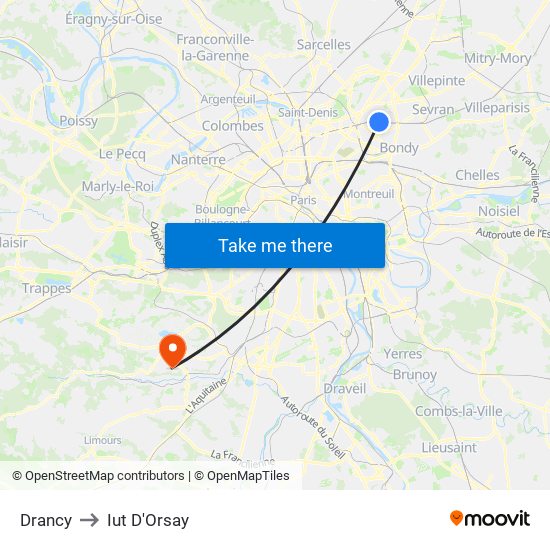 Drancy to Iut D'Orsay map