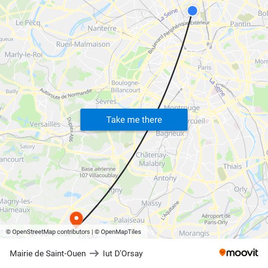 Mairie de Saint-Ouen to Iut D'Orsay map