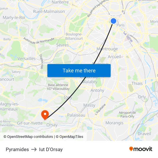 Pyramides to Iut D'Orsay map