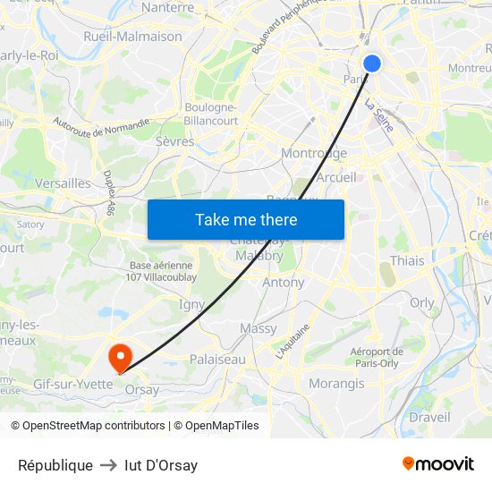 République to Iut D'Orsay map