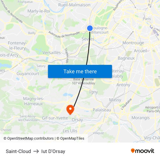 Saint-Cloud to Iut D'Orsay map