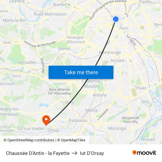 Chaussée D'Antin - la Fayette to Iut D'Orsay map