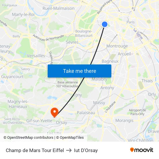 Champ de Mars Tour Eiffel to Iut D'Orsay map