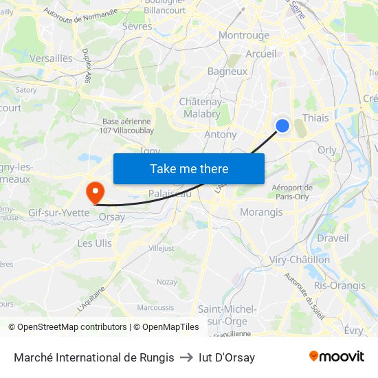 Marché International de Rungis to Iut D'Orsay map