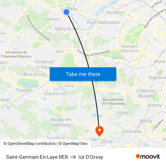 Saint-Germain-En-Laye RER to Iut D'Orsay map