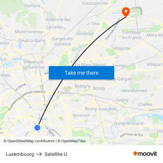 Luxembourg to Satellite U map
