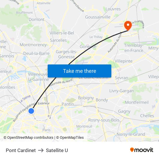 Pont Cardinet to Satellite U map