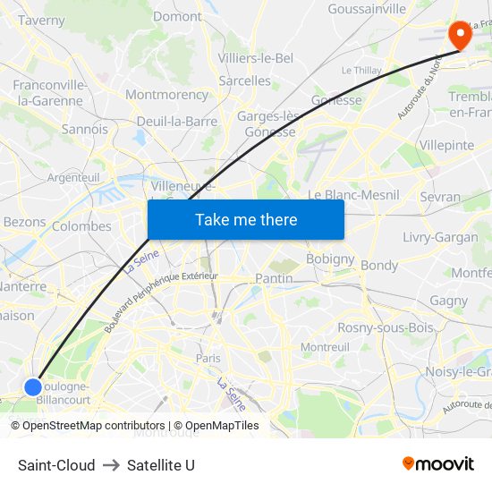 Saint-Cloud to Satellite U map