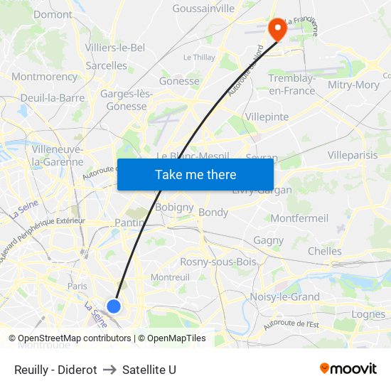 Reuilly - Diderot to Satellite U map