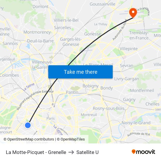 La Motte-Picquet - Grenelle to Satellite U map