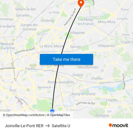 Joinville-Le-Pont RER to Satellite U map