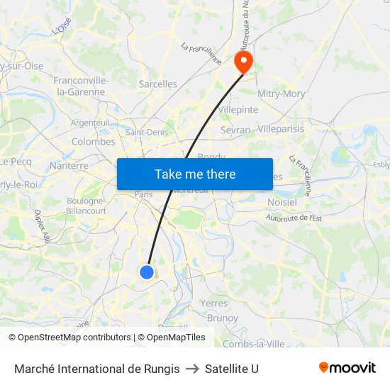 Marché International de Rungis to Satellite U map