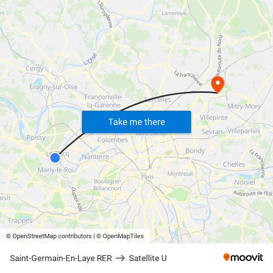 Saint-Germain-En-Laye RER to Satellite U map