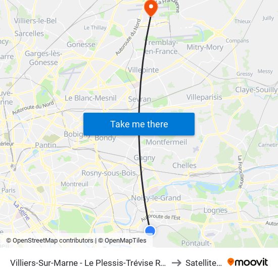 Villiers-Sur-Marne - Le Plessis-Trévise RER to Satellite U map