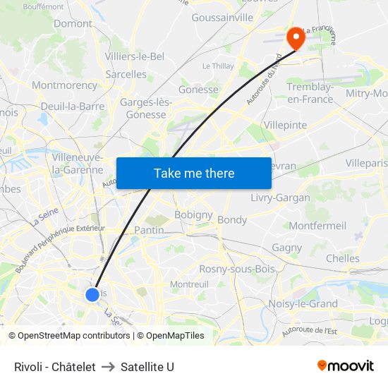 Rivoli - Châtelet to Satellite U map
