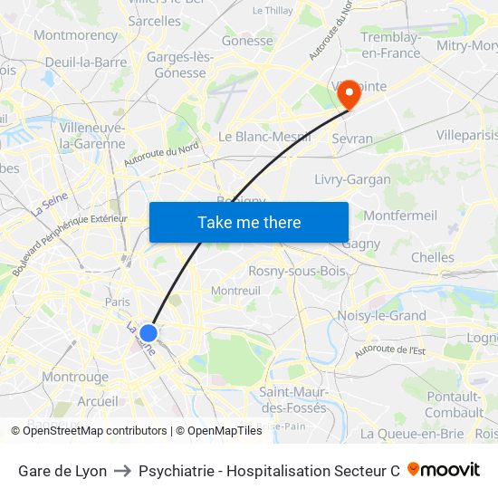 Gare de Lyon to Psychiatrie - Hospitalisation Secteur C map