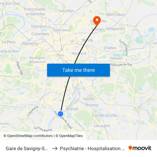 Gare de Savigny-Sur-Orge to Psychiatrie - Hospitalisation Secteur C map