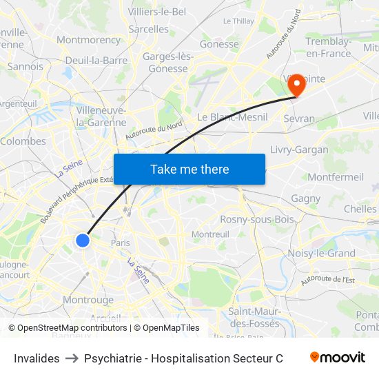 Invalides to Psychiatrie - Hospitalisation Secteur C map