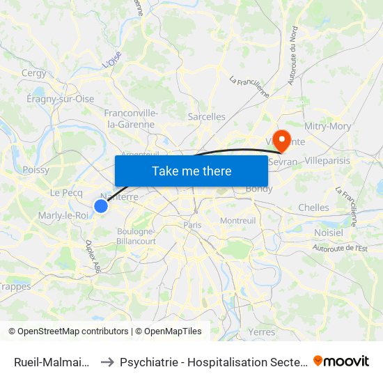 Rueil-Malmaison to Psychiatrie - Hospitalisation Secteur C map