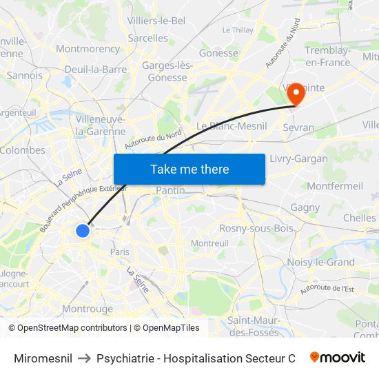 Miromesnil to Psychiatrie - Hospitalisation Secteur C map