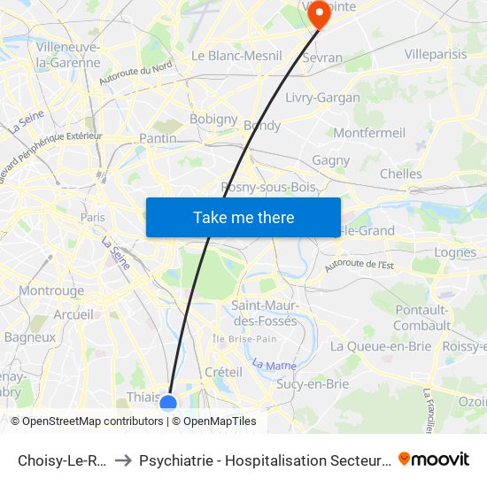 Choisy-Le-Roi to Psychiatrie - Hospitalisation Secteur C map