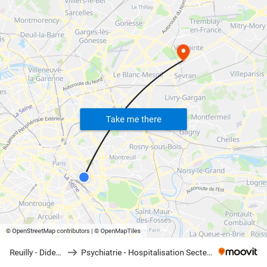 Reuilly - Diderot to Psychiatrie - Hospitalisation Secteur C map