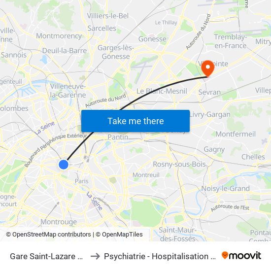 Gare Saint-Lazare – Havre to Psychiatrie - Hospitalisation Secteur C map