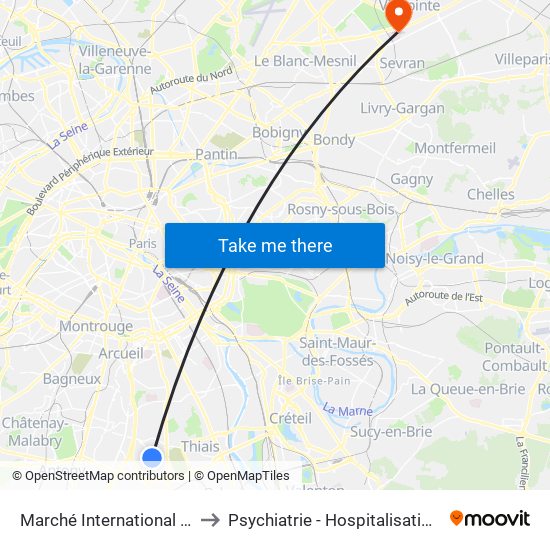 Marché International de Rungis to Psychiatrie - Hospitalisation Secteur C map