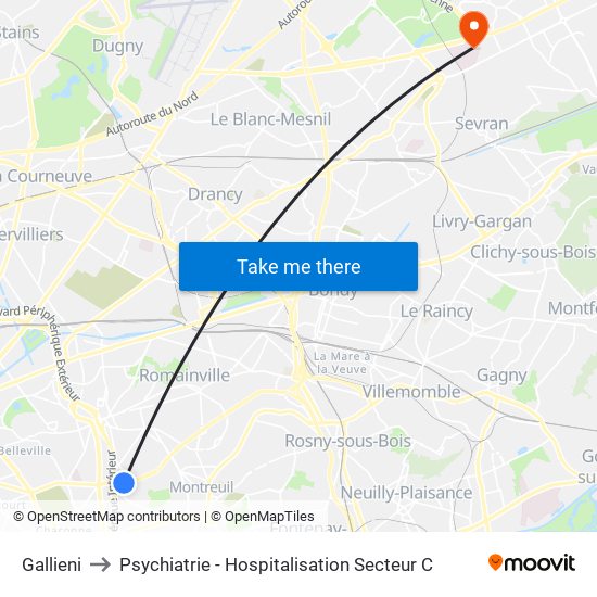 Gallieni to Psychiatrie - Hospitalisation Secteur C map