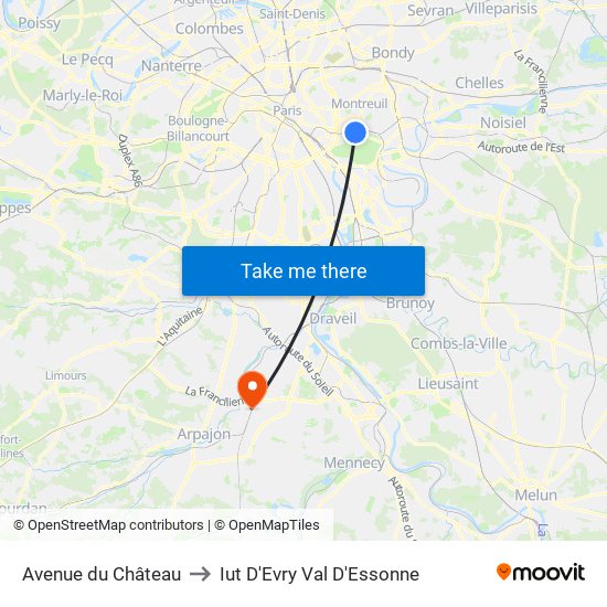 Avenue du Château to Iut D'Evry Val D'Essonne map