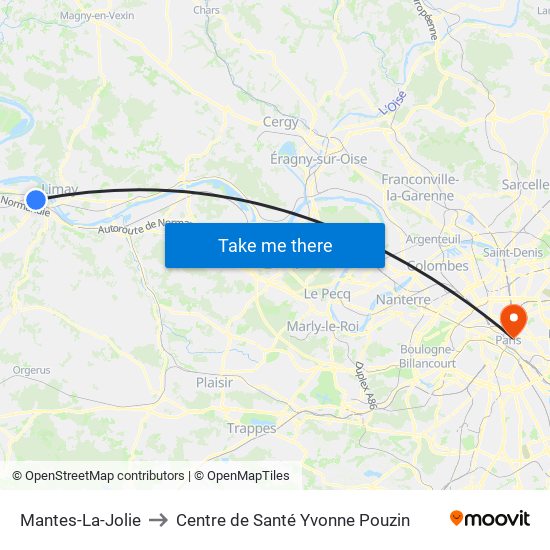 Mantes-La-Jolie to Centre de Santé Yvonne Pouzin map