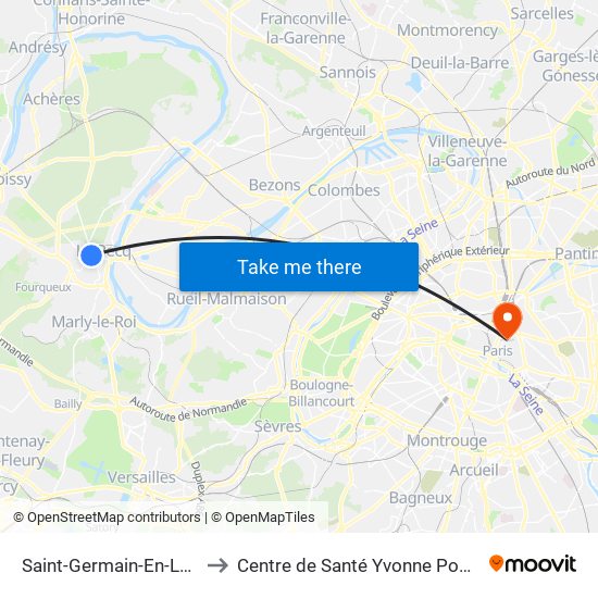 Saint-Germain-En-Laye to Centre de Santé Yvonne Pouzin map
