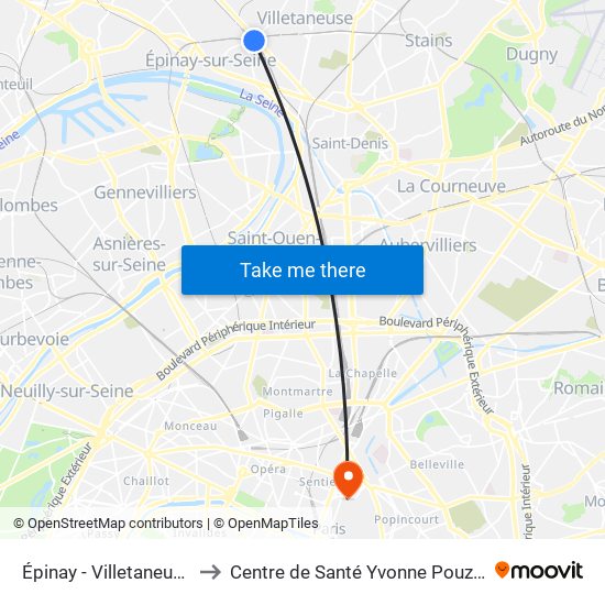 Épinay - Villetaneuse to Centre de Santé Yvonne Pouzin map