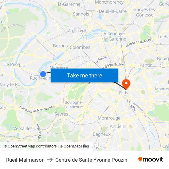 Rueil-Malmaison to Centre de Santé Yvonne Pouzin map