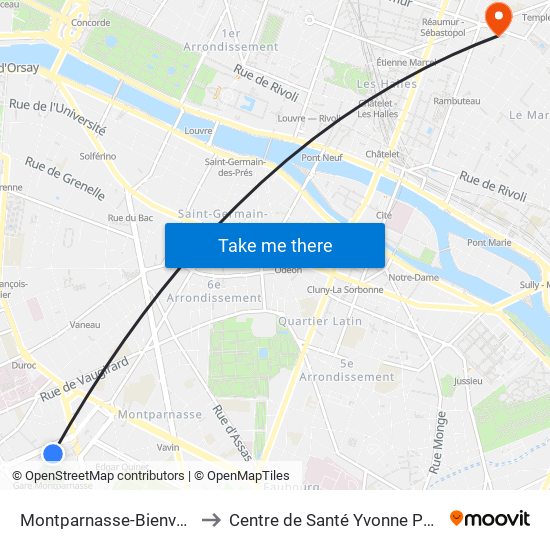 Montparnasse-Bienvenue to Centre de Santé Yvonne Pouzin map