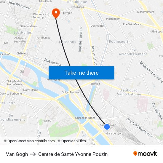 Van Gogh to Centre de Santé Yvonne Pouzin map