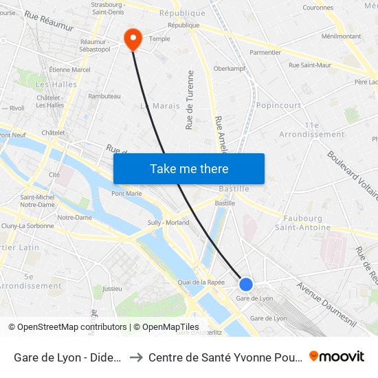 Gare de Lyon - Diderot to Centre de Santé Yvonne Pouzin map