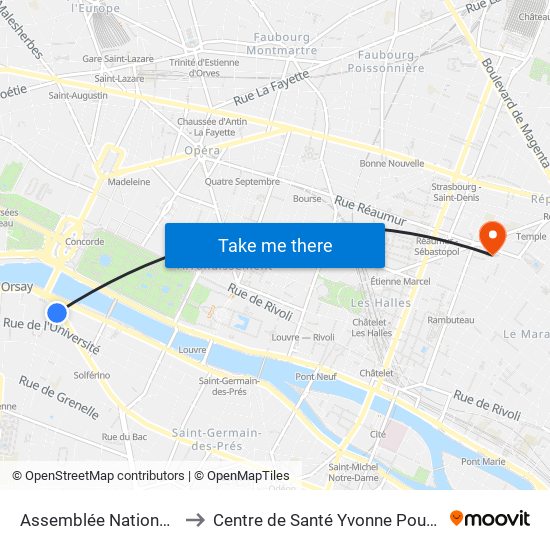 Assemblée Nationale to Centre de Santé Yvonne Pouzin map
