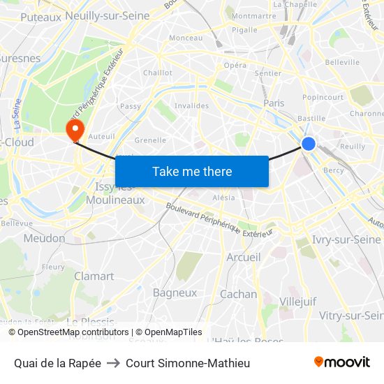 Quai de la Rapée to Court Simonne-Mathieu map