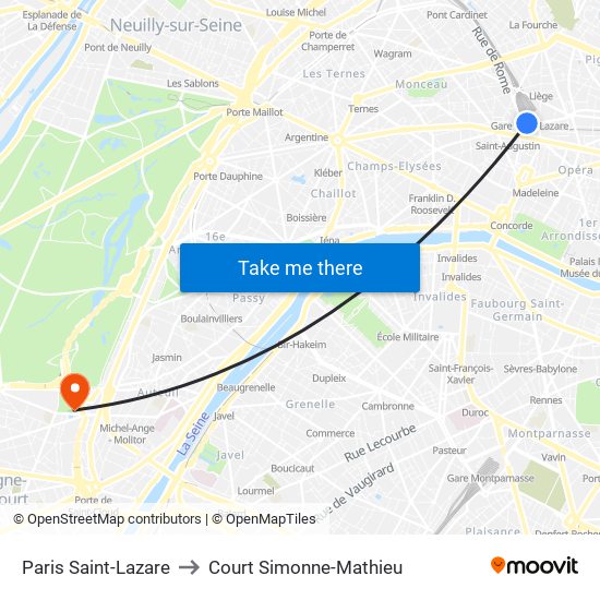 Paris Saint-Lazare to Court Simonne-Mathieu map