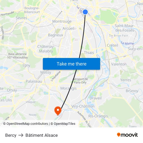 Bercy to Bâtiment Alsace map