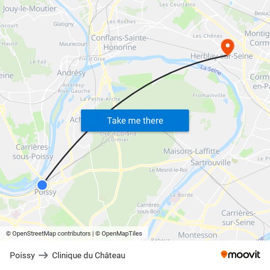 Poissy to Clinique du Château map