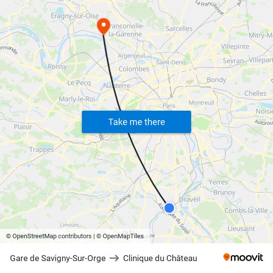 Gare de Savigny-Sur-Orge to Clinique du Château map