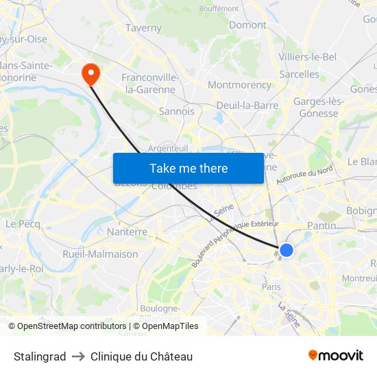 Stalingrad to Clinique du Château map