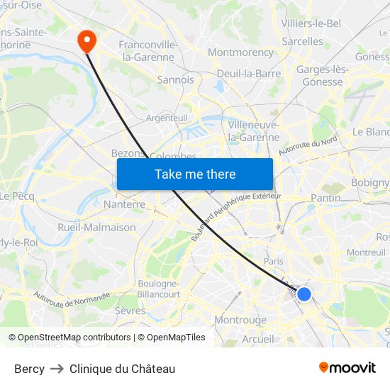 Bercy to Clinique du Château map