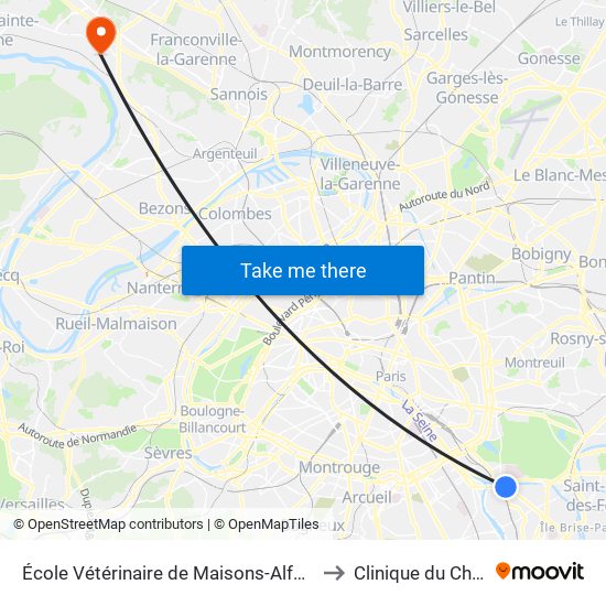 École Vétérinaire de Maisons-Alfort - Métro to Clinique du Château map