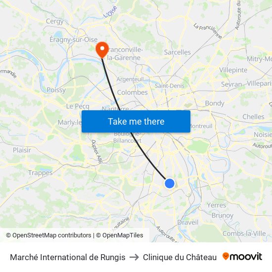 Marché International de Rungis to Clinique du Château map