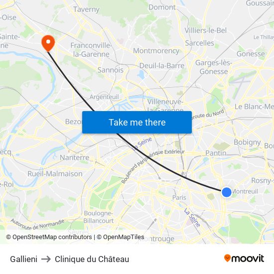 Gallieni to Clinique du Château map