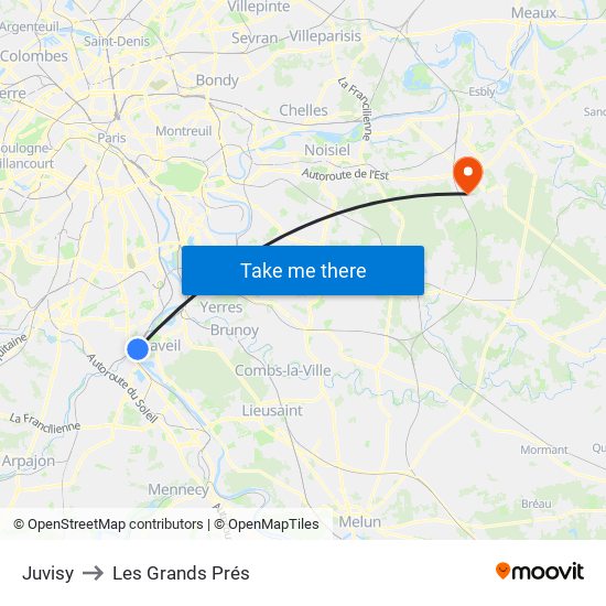 Juvisy to Les Grands Prés map
